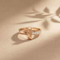 0.20CTW Round Vertex Pavé Lab Grown Diamond Ring For Men Rose Gold
