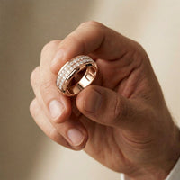 0.60CTW Round Regent Double Row Lab Grown Diamond Band For Men Rose Gold