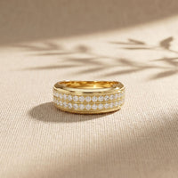 0.60CTW Round Regent Double Row Lab Grown Diamond Band For Men Gold