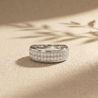 0.60CTW Round Regent Double Row Lab Grown Diamond Band For Men White