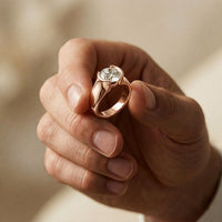 1.5CTW Round Sovereign Solitaire Lab Grown Diamond Ring For Men Rose Gold