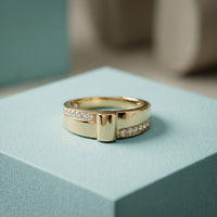 0.20 CTW Round Vanguard Dual Pavé Lab Grown Diamond Ring For Men Gold