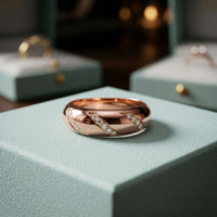 0.15CTW Round Diagonal Pavé Lab Grown Diamond Band Ring For Men Rose Gold