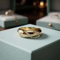 0.15CTW Round Diagonal Pavé Lab Grown Diamond Band Ring For Men Gold