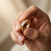 0.15CTW Round Wave Pavé Lab Grown Diamond Band Ring For Men Gold