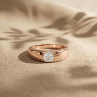 0.05CTW Round Solitaire Lab Grown Diamond Ring For Men Rose Gold