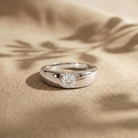 0.05CTW Round Solitaire Lab Grown Diamond Ring For Men White