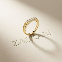 0.25CTW Round Linear Five Stone Lab Grown Diamond Band Ring For Men Gold