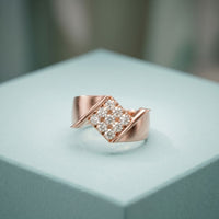 0.45CTW Round Cluster Lab Grown Diamond Statement Ring For Men Rose Gold