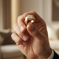 0.45CTW Round Cluster Lab Grown Diamond Statement Ring For Men Gold