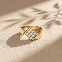 0.45CTW Round Cluster Lab Grown Diamond Statement Ring For Men Gold