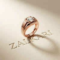1.1CTW Round Solitaire Signet Lab Grown Diamond Ring For Men