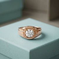 1.1CTW Round Solitaire Signet Lab Grown Diamond Ring For Men