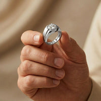 1.1CTW Round Solitaire Signet Lab Grown Diamond Ring For Men