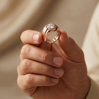1.1CTW Round Solitaire Signet Lab Grown Diamond Ring For Men
