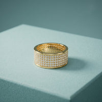 1.85CTW Round Pavé Lab Grown Diamond Band Ring For Men Gold