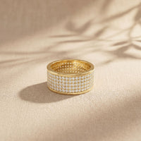 1.85CTW Round Pavé Lab Grown Diamond Band Ring For Men Gold