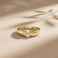 0.07CTW Round Pavé Bar Open Band Lab Grown Diamond Ring For Men Gold