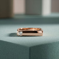 0.7CTW Princess Minimalist Corner Accent Lab Grown Diamond Ring For Men Rose Gold
