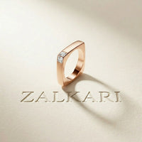 0.7CTW Princess Minimalist Corner Accent Lab Grown Diamond Ring For Men Rose Gold