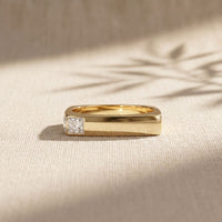 0.7CTW Princess Minimalist Corner Accent Lab Grown Diamond Ring For Men Gold