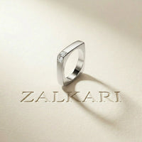 0.7CTW Princess Minimalist Corner Accent Lab Grown Diamond Ring For Men White