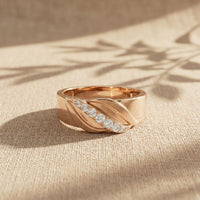 0.15CTW Round Twisted Pavé Lab Grown Diamond Band Ring For Men Rose Gold