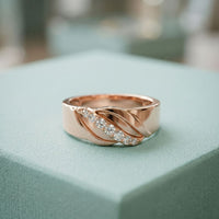 0.15CTW Round Twisted Pavé Lab Grown Diamond Band Ring For Men Rose Gold