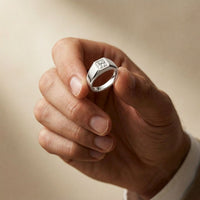 0.5CTW Princess Solitaire Lab Grown Diamond Signet Ring For Men White