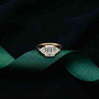 2.60 Ct Asscher Cut Moissanite Statement Trilogy Ring