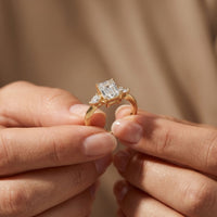 3.20ctw Radiant Lab Grown Diamond Elvaria Three Stone Ring