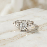 3.20ctw Radiant Lab Grown Diamond Elvaria Three Stone Ring