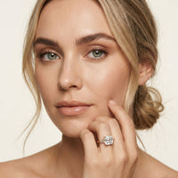 3.30ctw Asscher Lab Grown Diamond Celestique Three Stone Ring