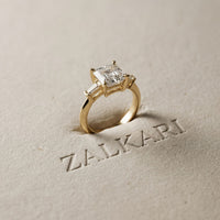 3.30ctw Asscher Lab Grown Diamond Celestique Three Stone Ring