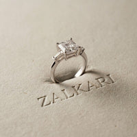 3.30ctw Asscher Lab Grown Diamond Celestique Three Stone Ring