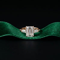 3.30ctw Emerald Cut Lab Grown Diamond Valerique Three Stone Ring