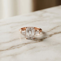 3.30ctw Emerald Cut Lab Grown Diamond Valerique Three Stone Ring