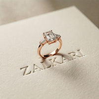 3.30ctw Emerald Cut Lab Grown Diamond Valerique Three Stone Ring