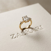 3.30ctw Emerald Cut Lab Grown Diamond Valerique Three Stone Ring