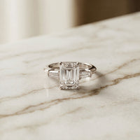 3.30ctw Emerald Cut Lab Grown Diamond Valerique Three Stone Ring