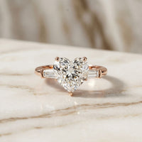 3.30ctw Heart Lab Grown Diamond Serenique Three Stone Ring