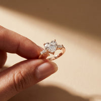 3.30ctw Heart Lab Grown Diamond Serenique Three Stone Ring