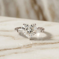 3.30ctw Heart Lab Grown Diamond Serenique Three Stone Ring