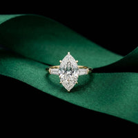 Marquise Lab Grown Diamond Evanthe Three Stone Ring 3.30ctw