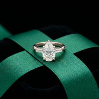 Three Stone Elowen Engagement Ring 3.30ctw Pear Lab Grown Diamond