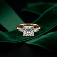 Princess Cut Lab Grown Diamond Seraphielle Three Stone Engagement Ring