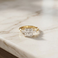 Princess Cut Lab Grown Diamond Seraphielle Three Stone Engagement Ring