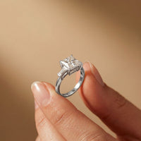 Princess Cut Lab Grown Diamond Seraphielle Three Stone Engagement Ring