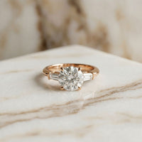 Round Lab Grown Diamond Celestia Three Stone White Gold Ring