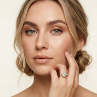 Round Lab Grown Diamond Celestia Three Stone White Gold Ring